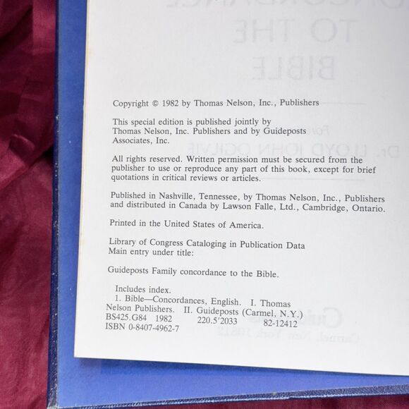 1982 The Guideposts Family Concordance to the Bible Blue Hardcover Catholic - Picture 5 of 14
